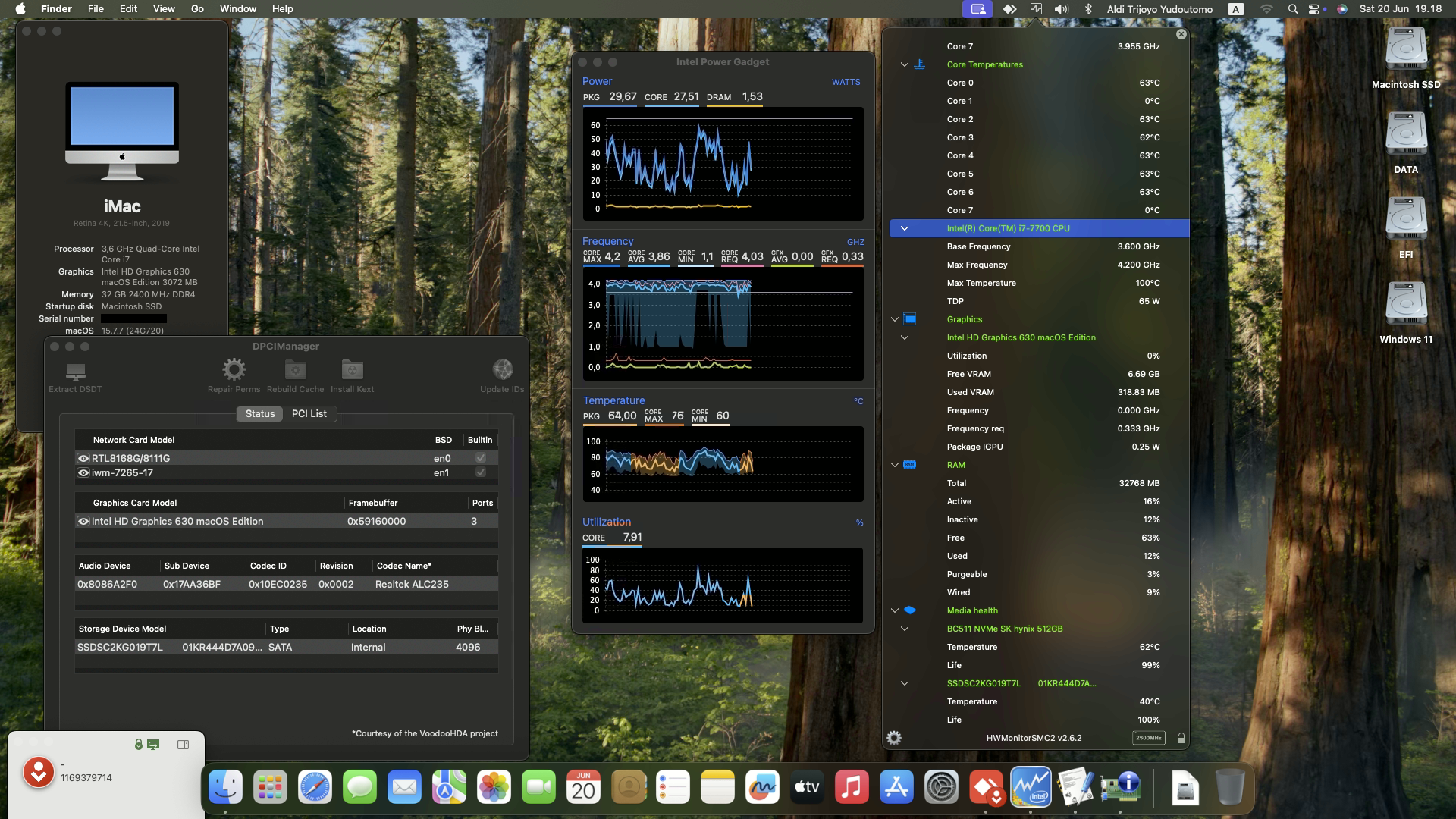 Success Hackintosh macOS Sequoia 15.7.7 Build 24G720 on Lenovo IdeaCentre AIO PC 720-24IKB